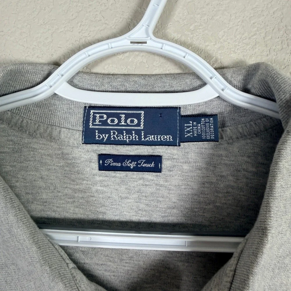 Polo Ralph Lauren Pima Soft Touch Shirt Mens XXL Grey Short Sleeve Flesh Pony